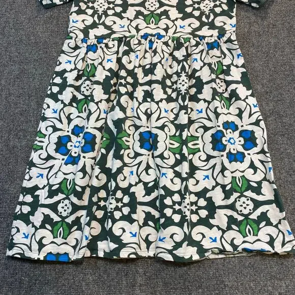 Boden Easy Notch Neck Jersey Dress 100% Cotton Size 8 Regular White Green Floral - Picture 6 of 9